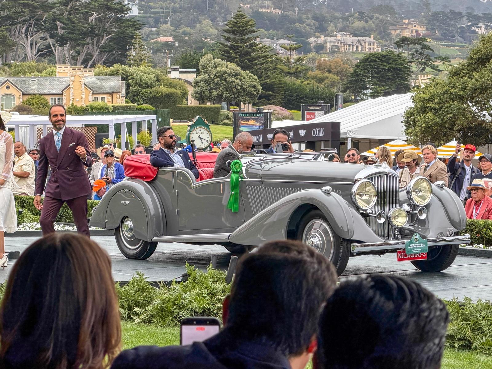 Pebble Beach Concours d'Elegance 2026, award ceremony for the 1937 Bentley 4¼ Litre Vanden Plas Sports Tourer